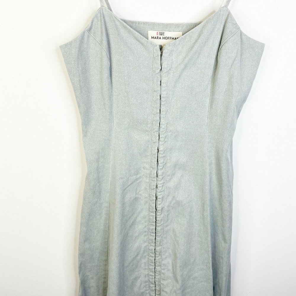Mara Hoffman Womens Blue Spaghetti Strap Hook And Eye Robyn Dress Size 8 - Picture 3 of 8